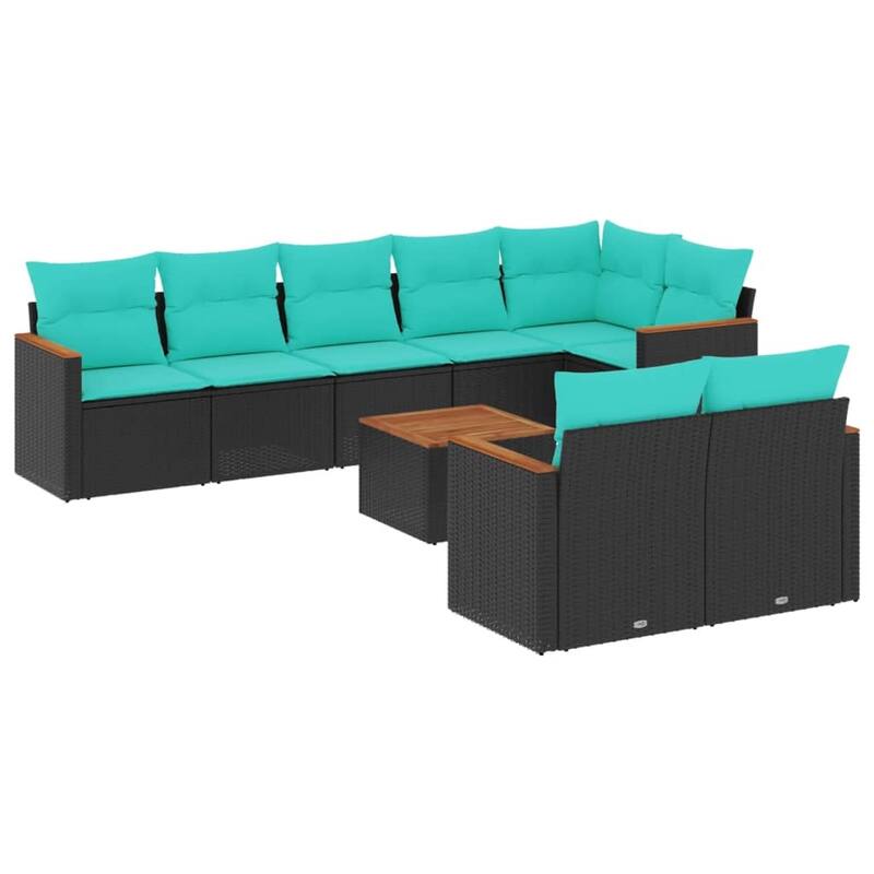 vidaXL Patio Sofa Set with Cushions Outdoor Conversation Furniture Poly Rattan - 24.4x 24.4x 27.2