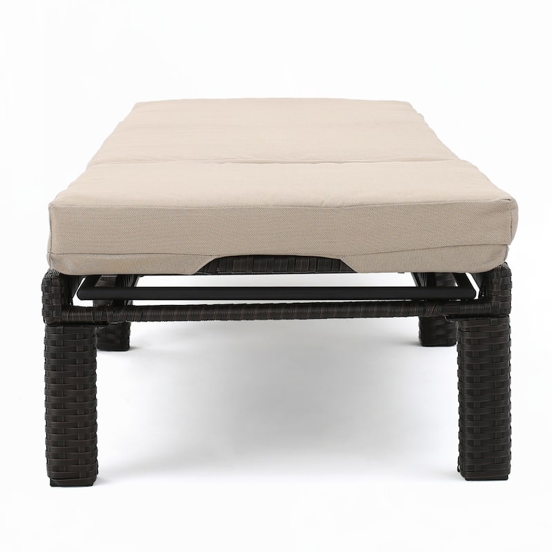 Outdoor CHAISE LOUNGE, DARK BROWN FRAME WITH BEIGE CUSHION