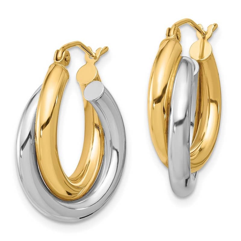 Curata 10k Two tone Polished Double Tube Hoop Earrings - 23.77x19.75mm Wide 6.27mm Thick