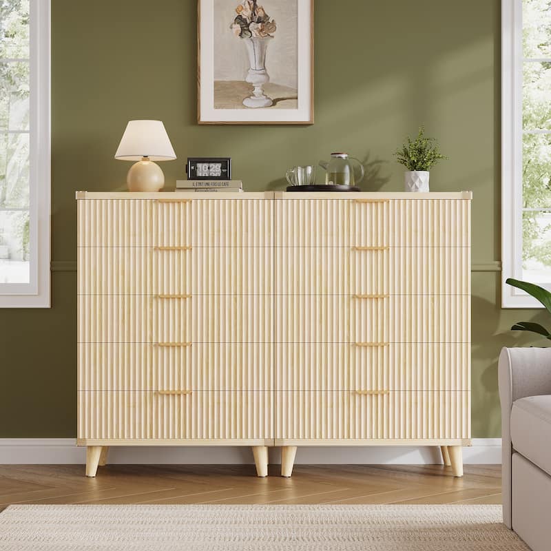 5 Drawer Tall Dresser for Bedroom, Slim Boho Bedroom Furniture