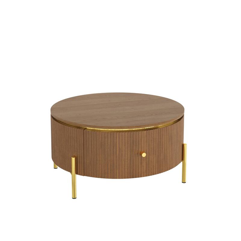 Merax Modern Round Coffee Table with 2 large Drawers