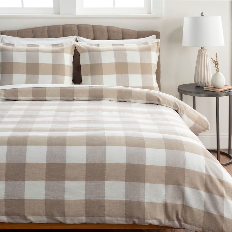 Annita Large Plaid Farmhouse Duvet Set - King