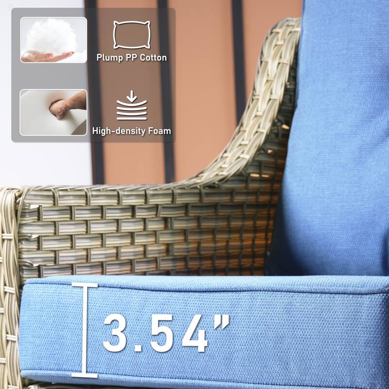 HOOOOWOOO 5-piece Wicker Rattan Patio Outdoor Furniture Ergonomic Conversation Set with Coffee Table