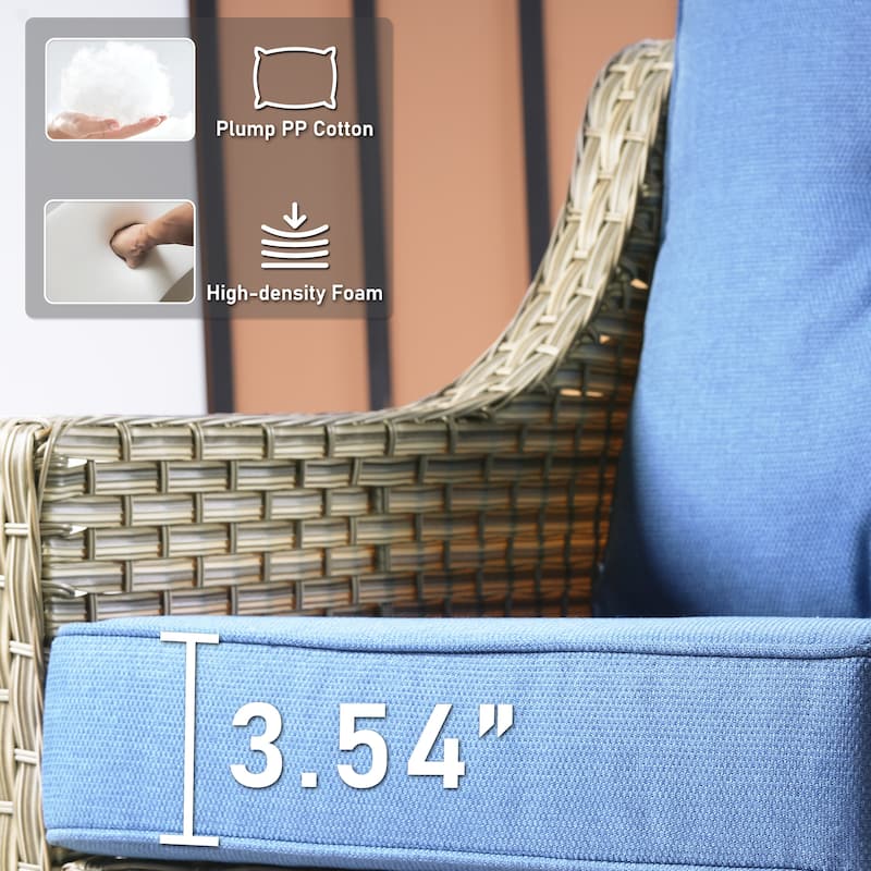 HOOOWOOO 5-piece Wicker High Back Outdoor Furniture Conversation Set