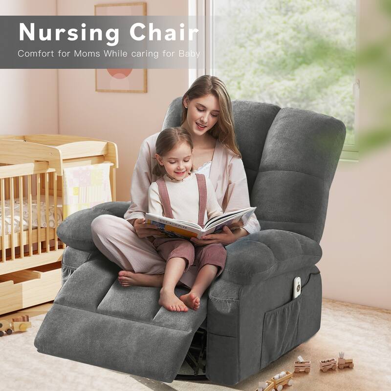 Massage Recliner Chair with Vibration and Lumbar Heating 350LB Capacity Swivel Rocker