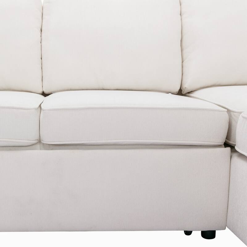 L-Shape Sectional Sleeper Sofa Bed with USB Charging Port