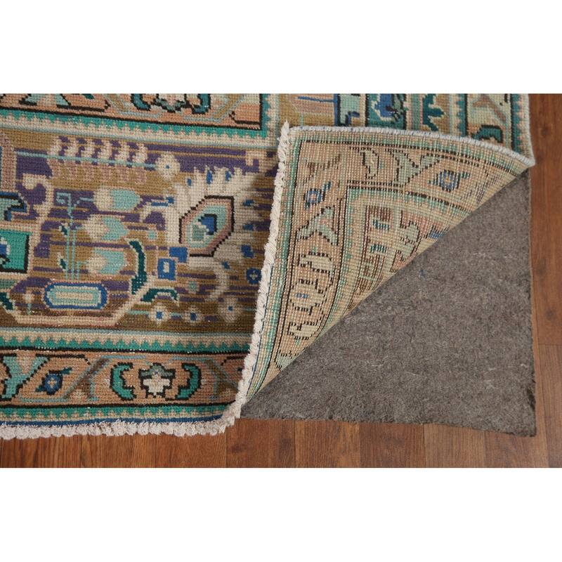 Geometric Tabriz Persian Vintage Rug Handmade Living Room Wool Carpet - 7'11" x 11'1"