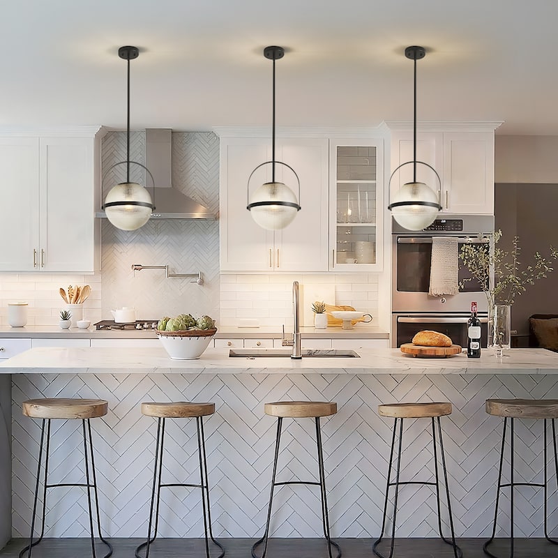 1-Light Modern Minimalist Matte Black/Gold Clear Glass Pendant Light