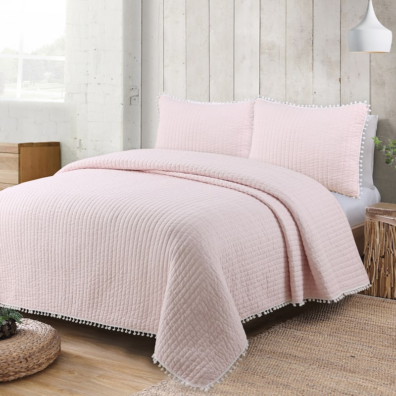 Estate Collection Costa Brava Pom-pom Cotton Quilt Set