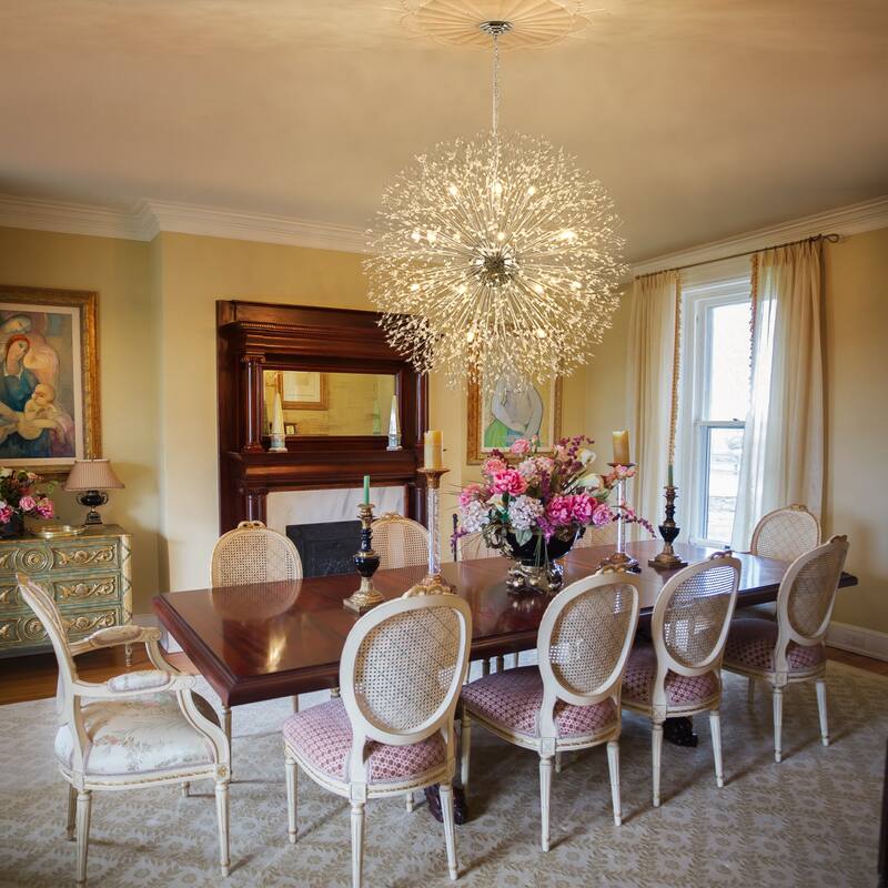 Contemporary 16/20/24/30-Light Glam Oversized Firework Crystal Sputnik Chandelier Dandelion Pendant Light, Includes Bulbs