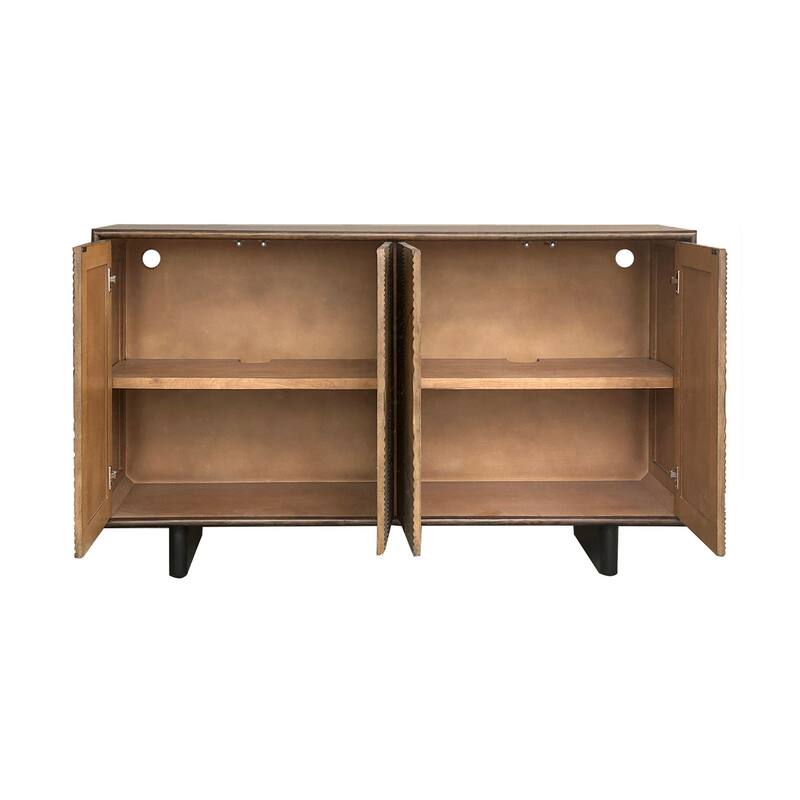 63" Brown 4 Door Media Credenza_Sideboard