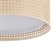 preview thumbnail 5 of 4, WINGBO Modern 3-Light Flush Mount Ceiling Light Fixture with Rattan & Fabric Double Drum Shade - N/A