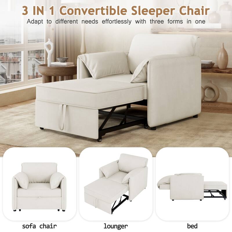 Pull-out Sofa Bed, 3-in-1 Convertible Sleeper