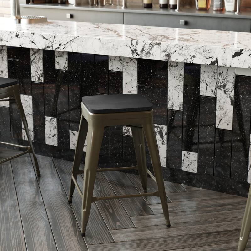 All-Weather Backless Commercial Bar Stool with Poly Resin Seat