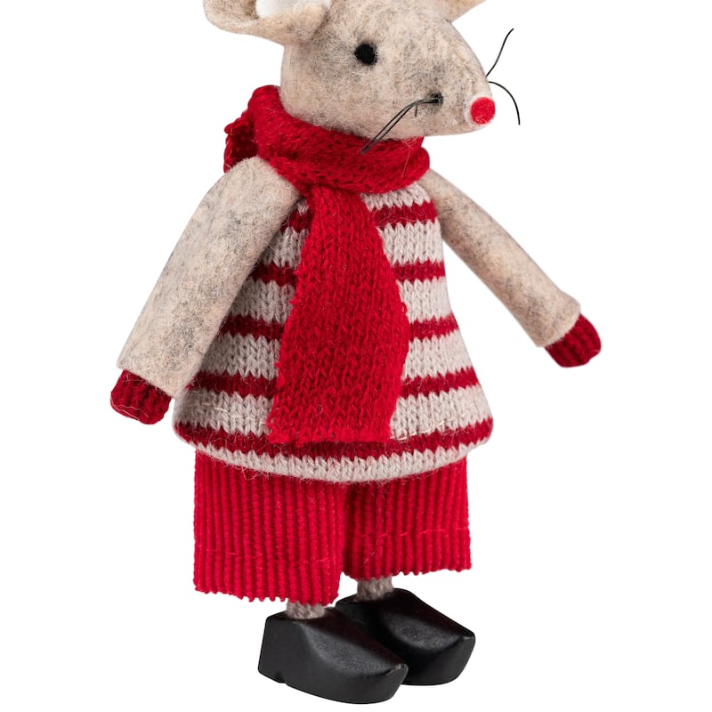 Standing Mice Christmas Decorations - 6" - Set of 2