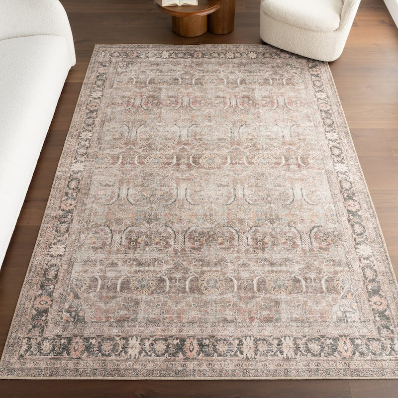 Nuloom Hillstone Collection Traditional Vintage Medallion Area Rug - 4' x 6' - Deidra Light Brown - Rectangle