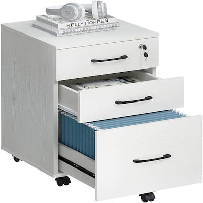 3 Drawers Wooden Locking File Cabinet with Storage Removable File Cabinet - 15.5"D x 15.5"W x 24"H