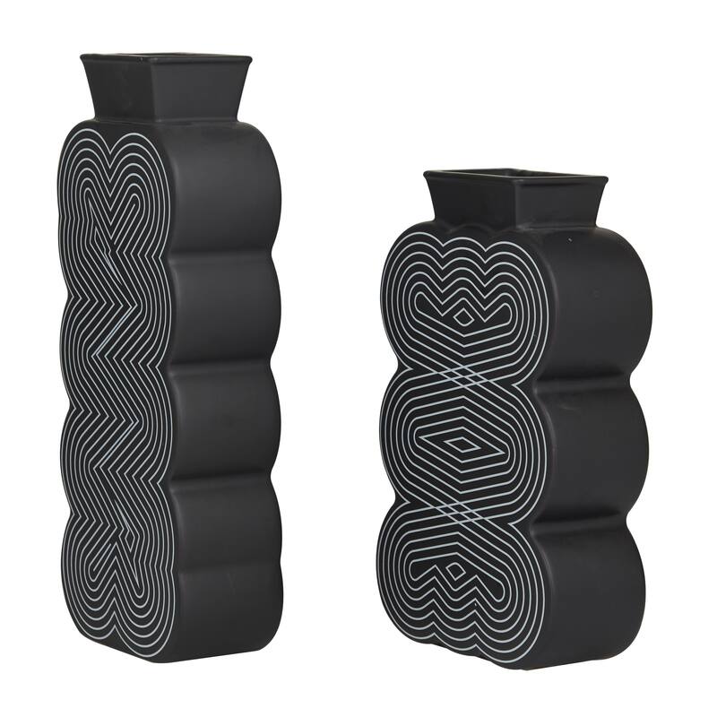 CosmoLiving by Cosmopolitan Black Ceramic Vase (Set of 2)