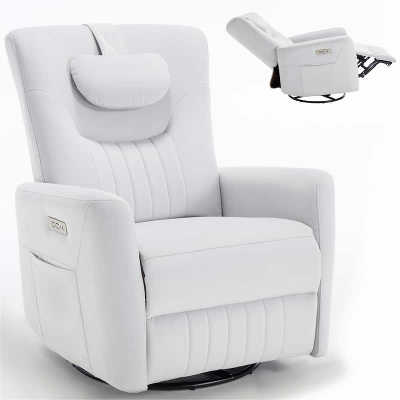 Swivel and Rocker Power Recliner Chair - Beige