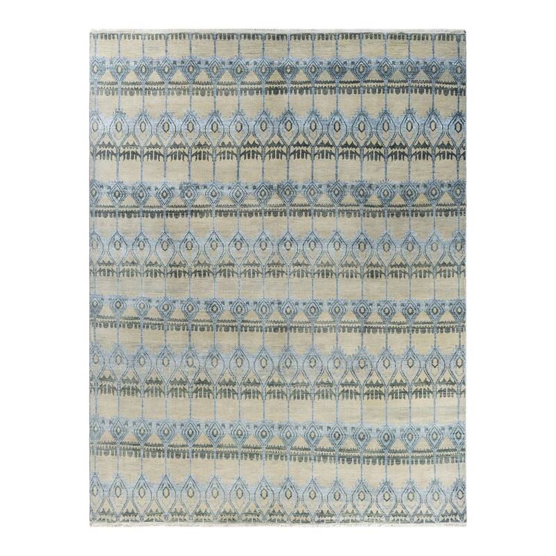 Ikat One-of-a-Kind Hand-Knotted Area Rug - Ivory, 8' 1" x 10' 5" - 8' 1" x 10' 5"