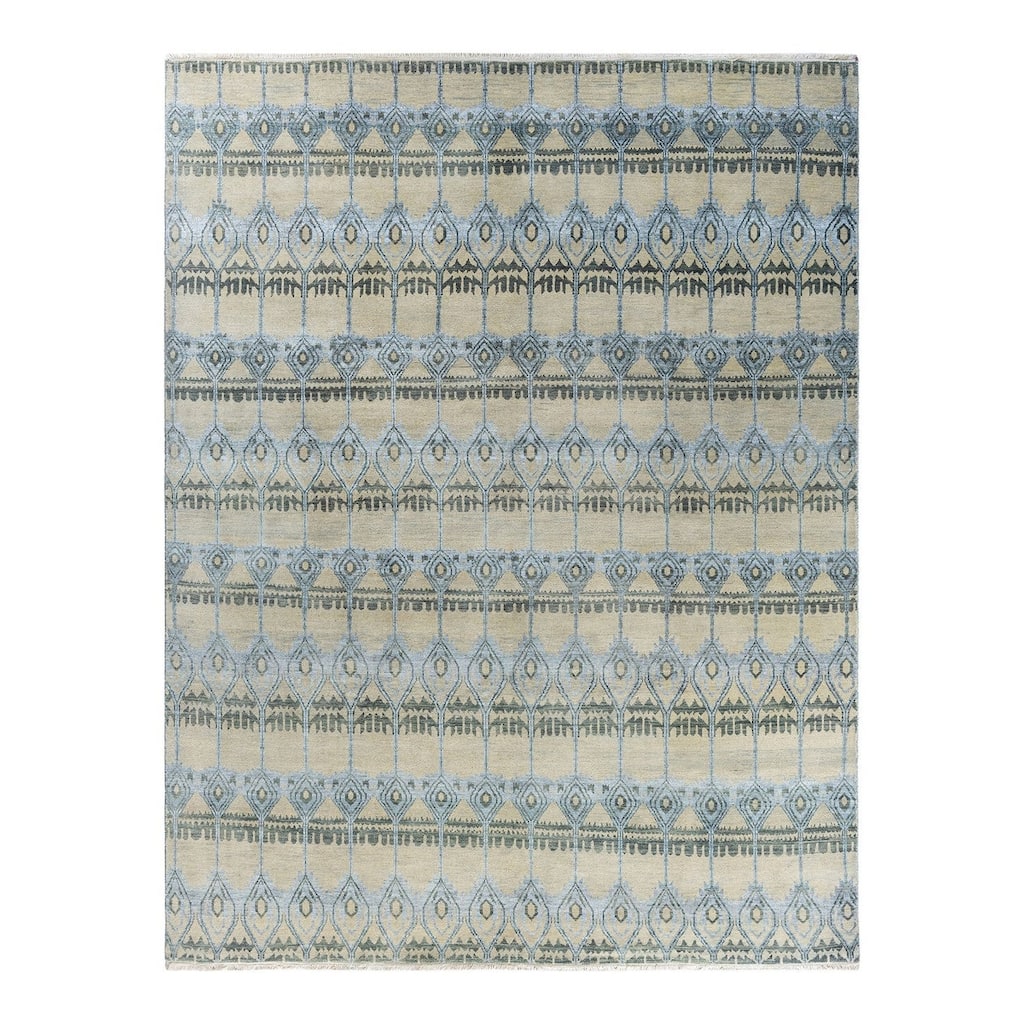 Ikat One-of-a-Kind Hand-Knotted Area Rug - Ivory, 8' 1" x 10' 5" - 8' 1" x 10' 5"