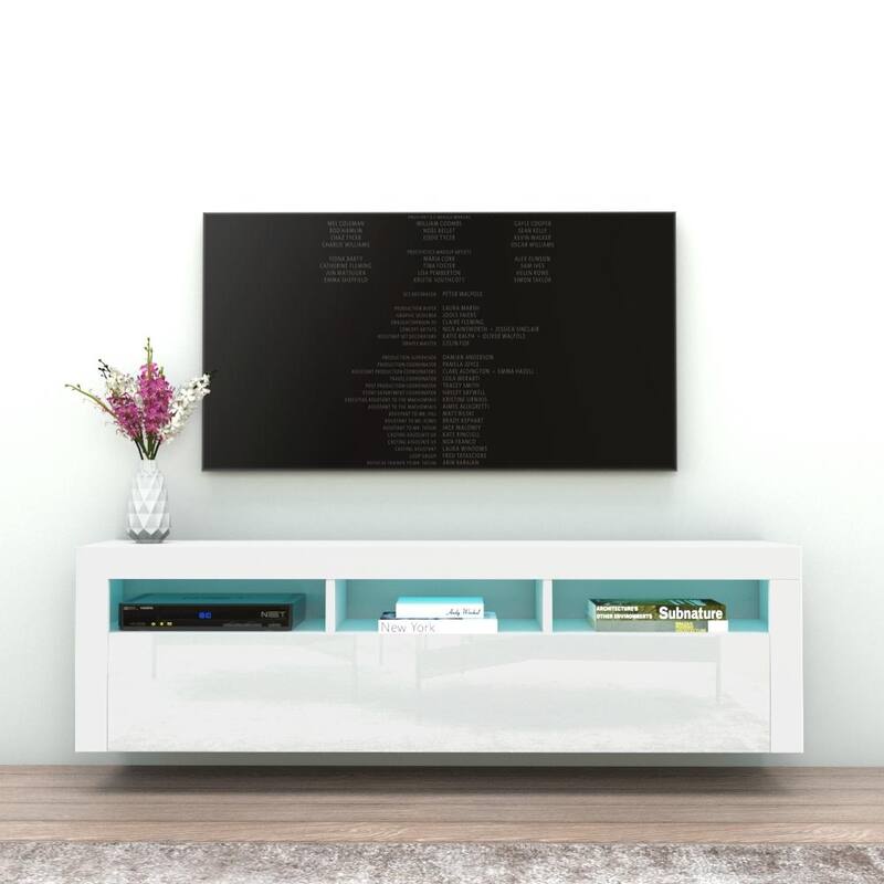 Milano Classic Wall Mounted Floating 63" TV Stand with 16 Color LEDs