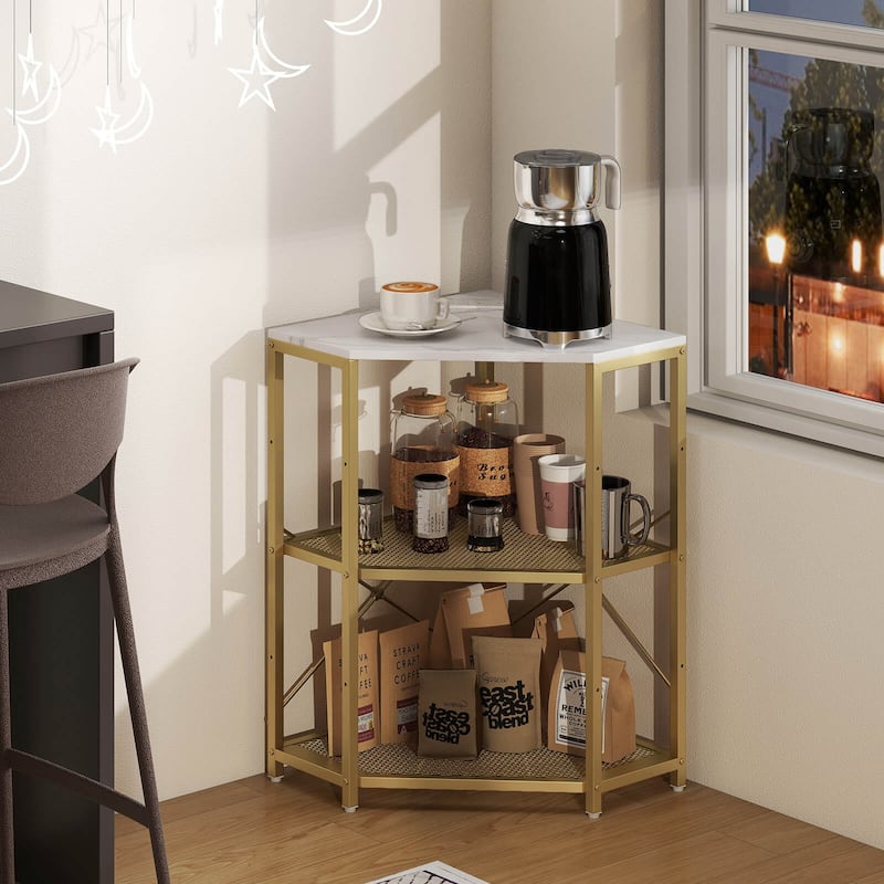 Costway Corner Printer Stand with Charging Station Adjustable Metal - See Details