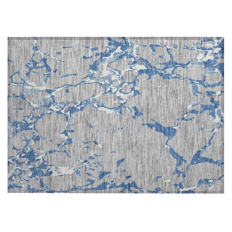 Machine Washable Indoor/ Outdoor Abstract Camo Chantille Rug