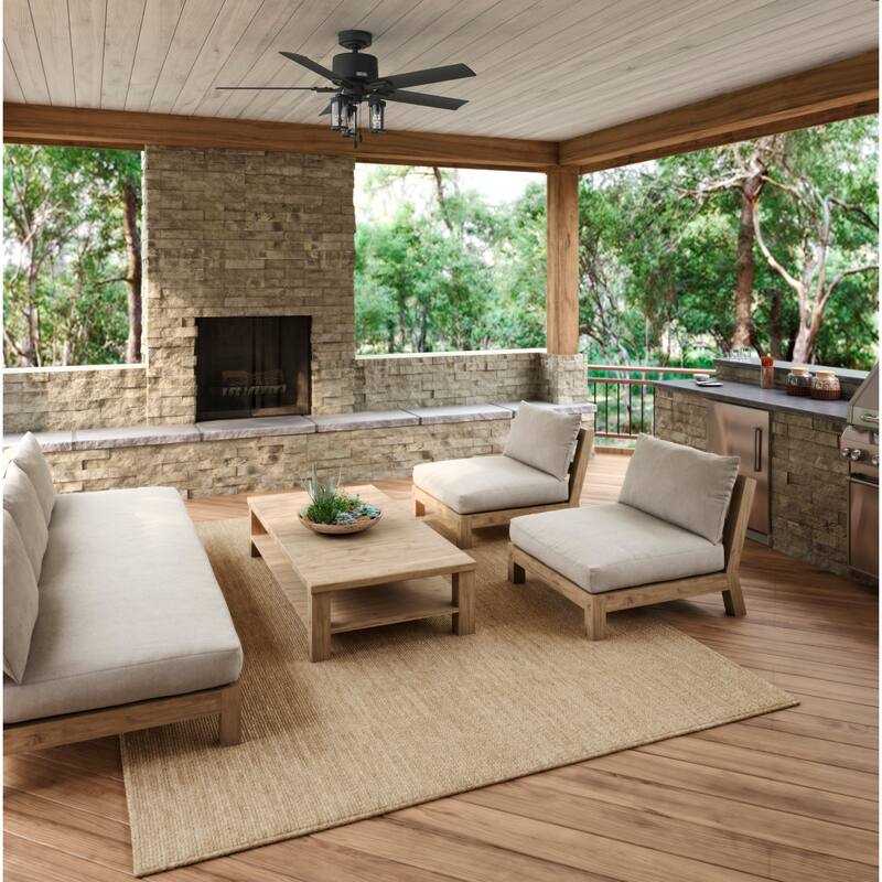 Hunter 52" Lawndale Ceiling Fan with LED Light Kit and Pull Chain, Damp-Rated - Indoor-Outdoor