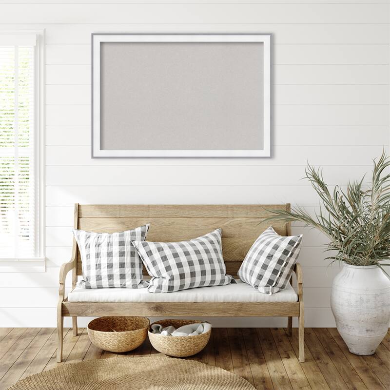 Maya White Silver Framed Cork Board - Bulletin Board, Organization Board, Pin Board
