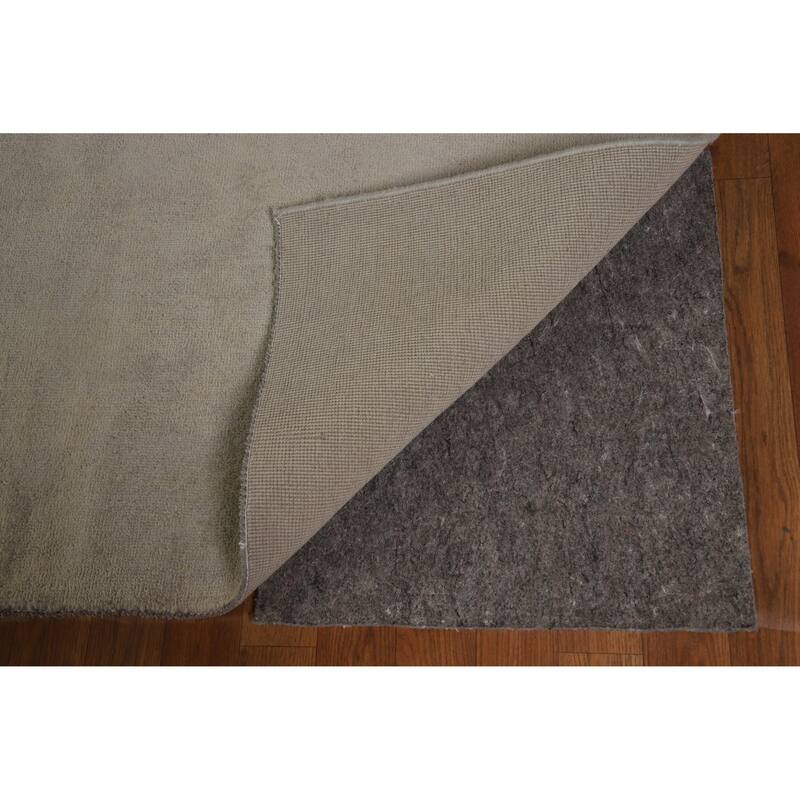 Hand Knotted Oriental 100% Wool Carpet Modern Solid Green Gabbeh Area Rug - 13' 2'' X 10' 3''