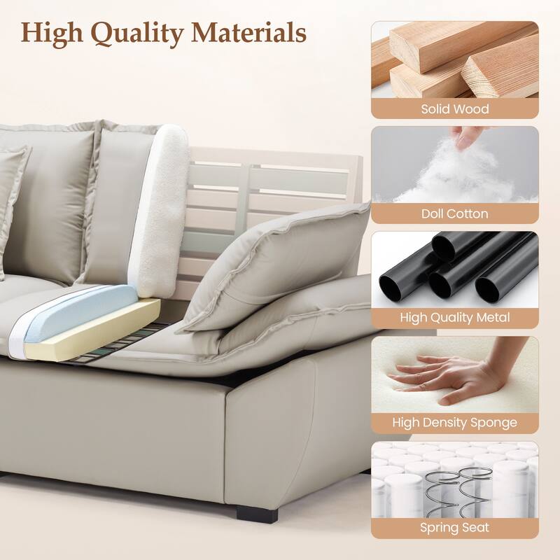 Oversized Upholstered Sofas with Deep Seat for Living Room