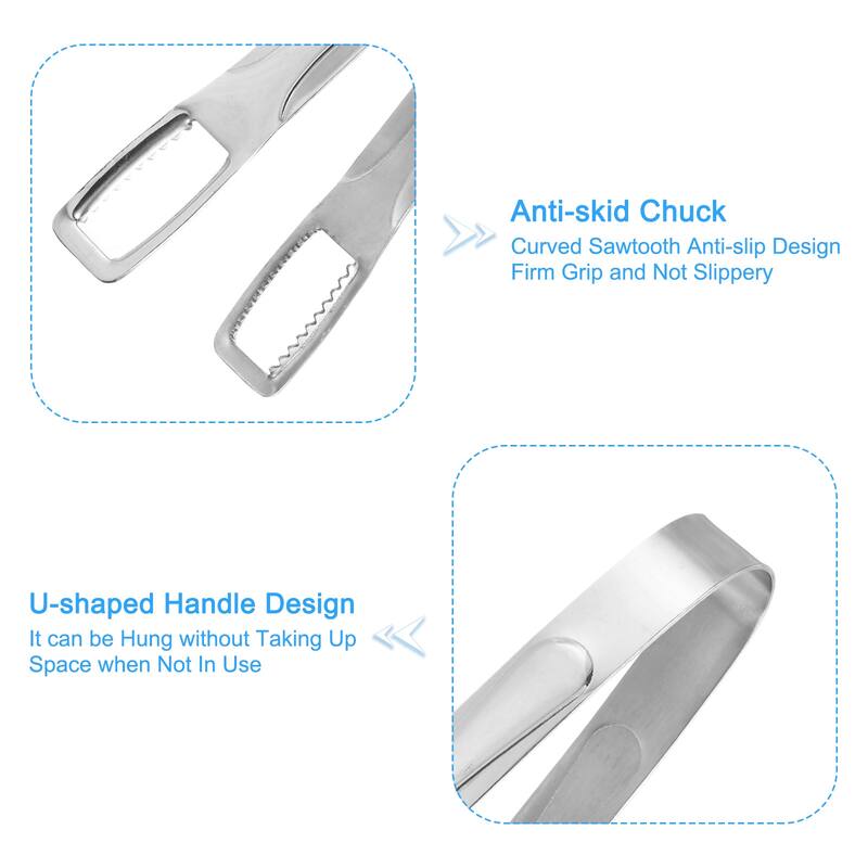 Serving Tongs, 2pcs 6.5 Inch - Stainless Steel Ice Tong for Bar, Cafe - Silver