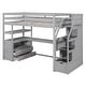 preview thumbnail 7 of 29, Wood Loft Bed Twin Size Full Size with Desk and Shelves Two Built-in Drawers Storage Staircase