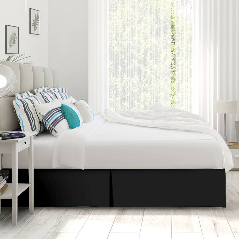 Clara Clark Pleated Bed Skirt-14 inch Tailored Drop - Soft Double Brushed Premium Microfiber Ruffle Bed Skirt - Includes 8 Pins