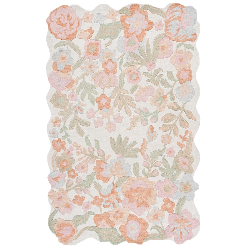 SAFAVIEH Handmade Jardin Radojka Floral Wool Rug - Ivory/Pink - 6' x 9'