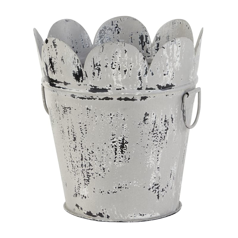 White Metal Indoor Outdoor Planter