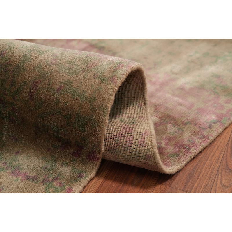 Hand Knotted Oriental Viscose Silk Carpet Modern Abstract Multi-Colored Abstract Area Rug - 7' 8'' X 5' 5''