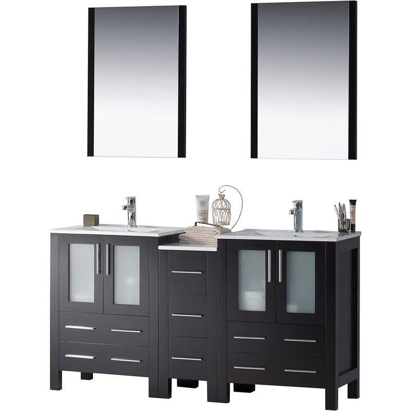 Blossom Sydney 60" Solid Wood Double Sink Bathroom Vanity with Cabinet - Espresso