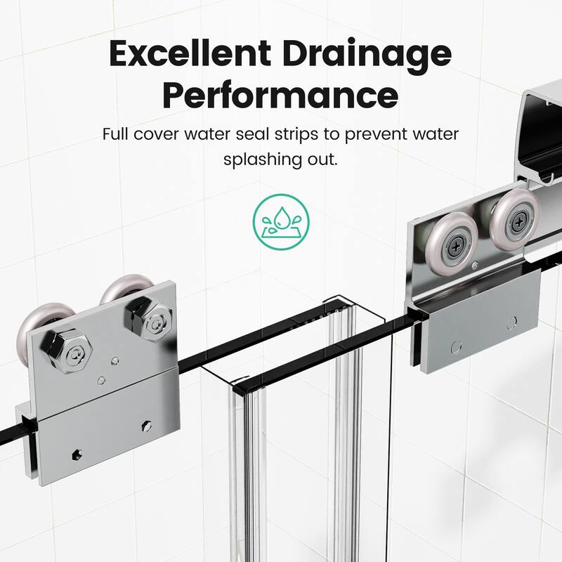 44-48" W x 72" H Semi-Frameless Double Sliding Shower Door, 6mm Tempered Glass Bypass Bathroom Door - 48x72"