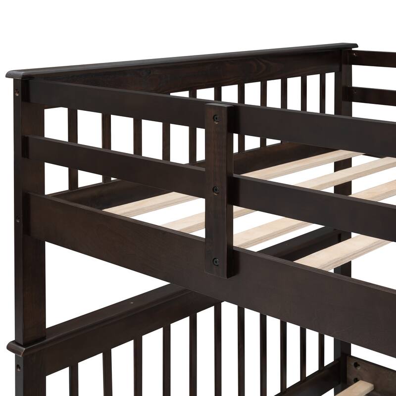 Full Bunk Bed with Storage Stairs and 300lb Capacity, Convertible to 2 Beds, Solid Wood Frame