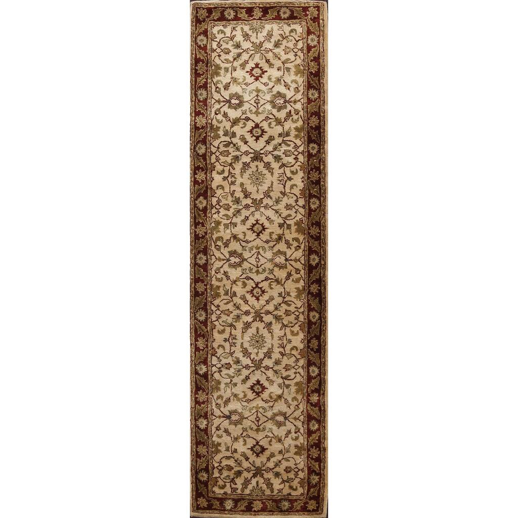 Floral Agra Indian Oriental Wool Runner Rug Hand-tufted Hallway Carpet - 2'6" x 9'0" - 2'6" x 9'0"