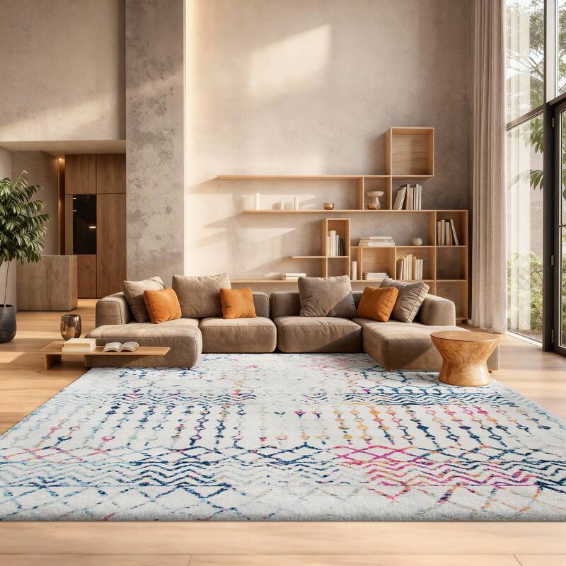 SAFAVIEH Tulum Metta Moroccan Boho Tribal Rug - 8' x 10' - Ivory/Blue