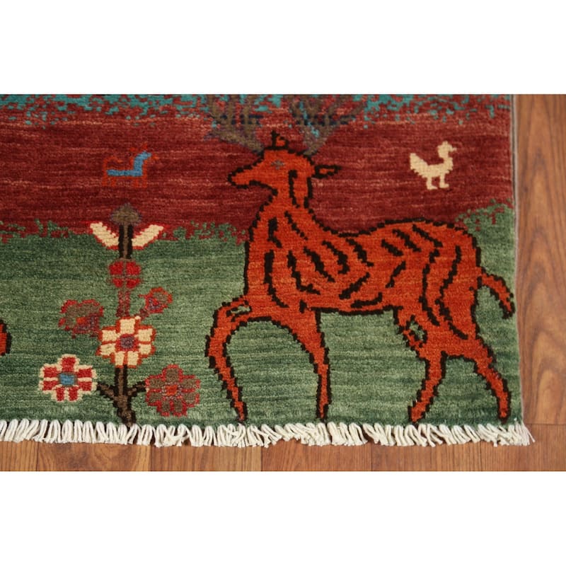 Animal Pictorial Kazak Oriental Accent Rug Handmade Wool Carpet - 2'1"x 2'10"