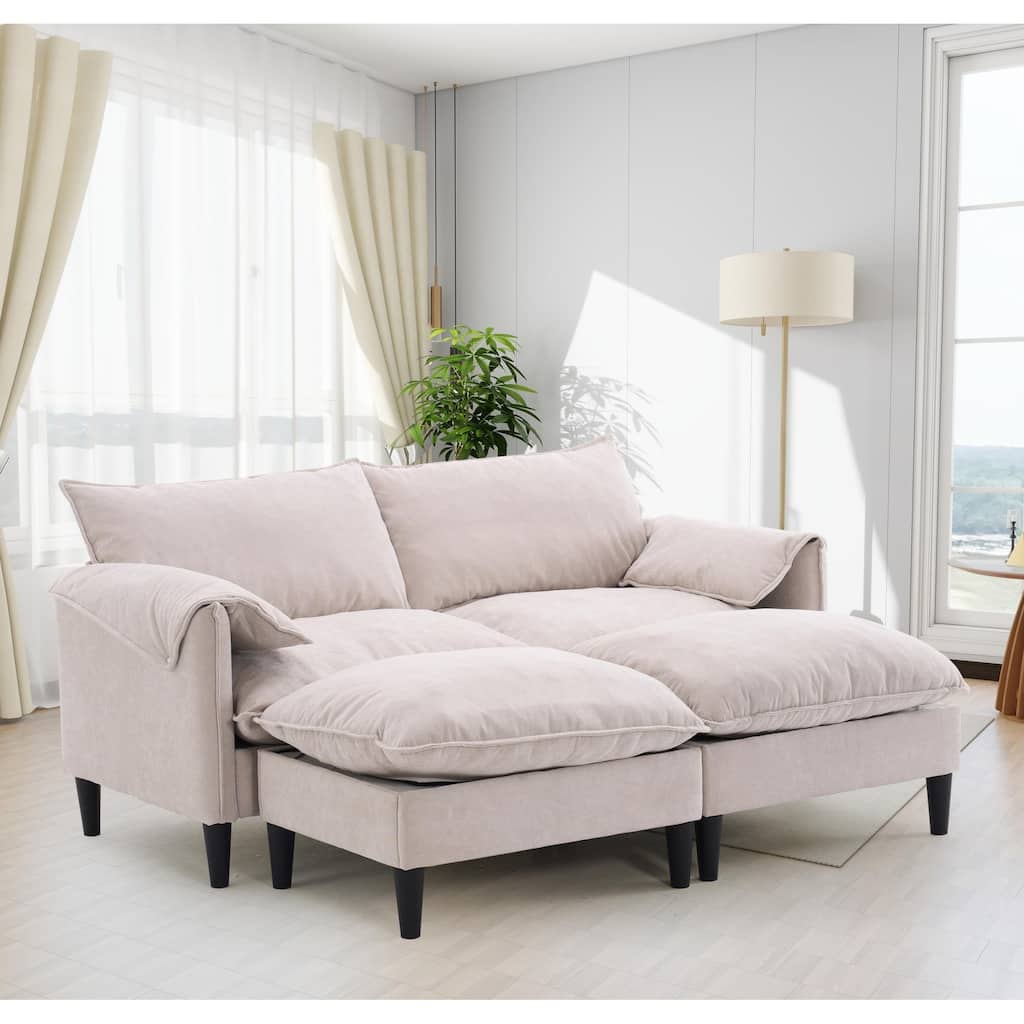 2-Seater U-Shaped Convertible Combination Sofa with Footstools and Storage