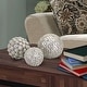 preview thumbnail 6 of 4, Handcrafted Decorative Orb Ball, Textured, Polyresin and Glass, Set of 3, Antique Silver