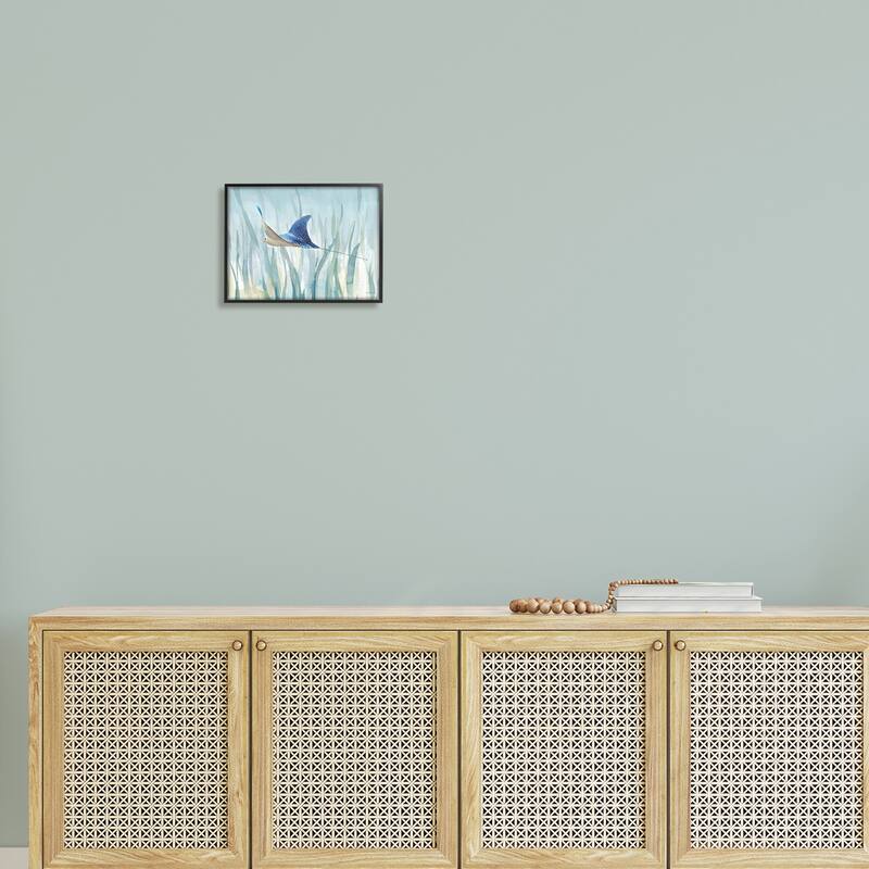 Stupell Stingray Aquatic Animal Ocean Blue Spotted Sea Creature Framed Wall Art