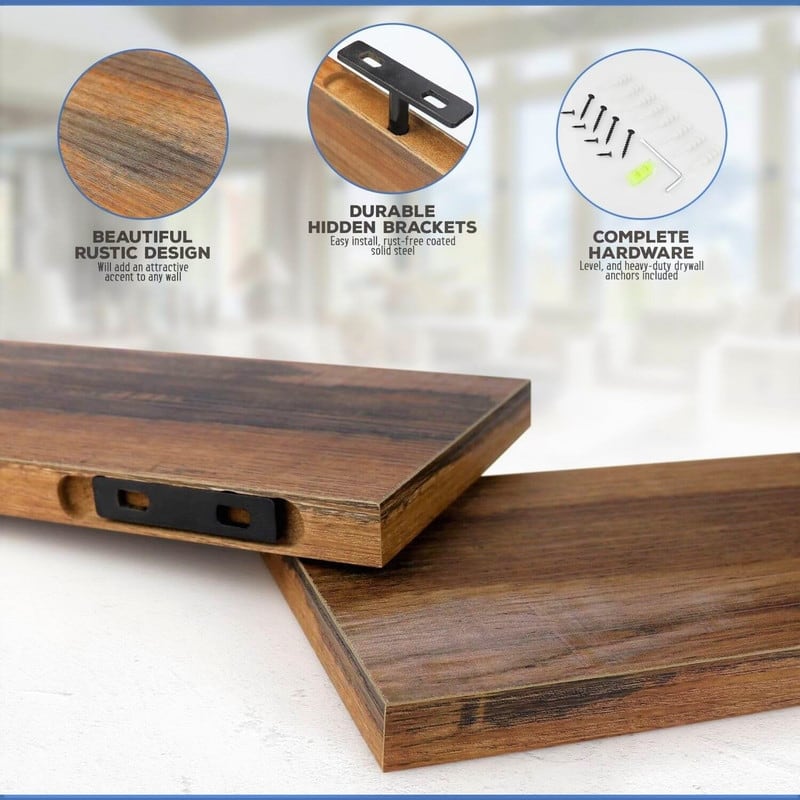 Wall Mounted Display Ledge Floating Wall Shelves Set of 3