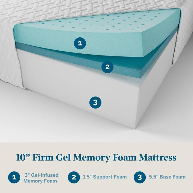 LUCID Comfort Collection Firm 10-inch Gel Memory Foam Mattress