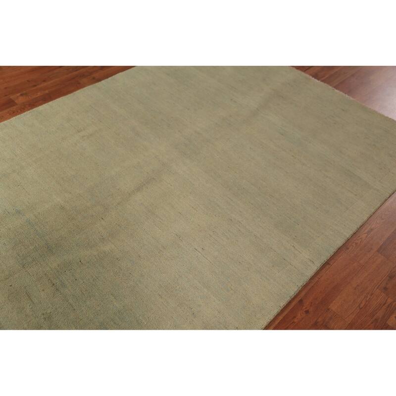 Gabbeh Oriental Rug Handmade Tribal Green Wool Carpet - 5'0" x 6'8"